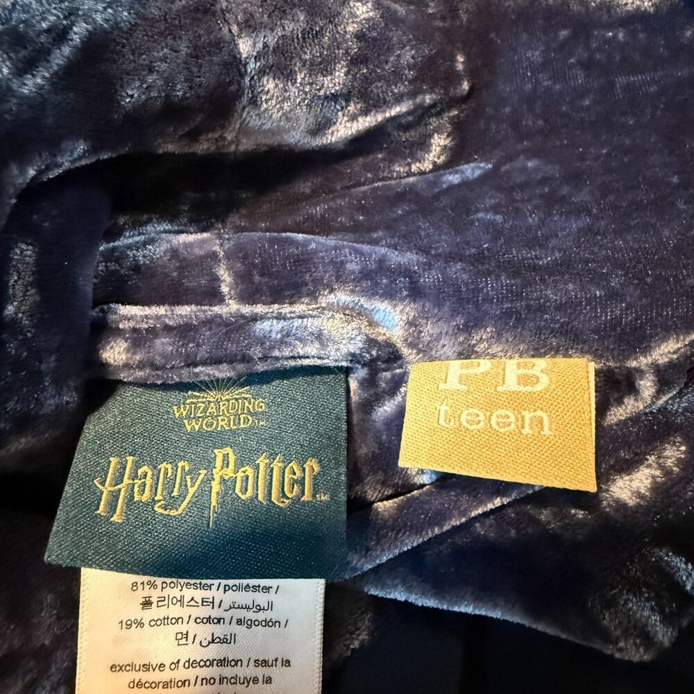 Pottery Barn Teen L/XL Harry Potter Ravenclaw Robe Blue Crushed Velvet Tie Waist - Picture 4 of 10